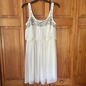 Vintage Style White Beaded Dress